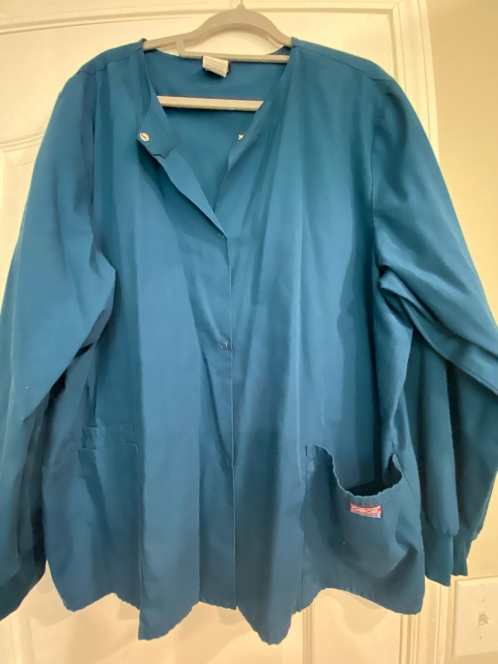 Teal Utility Snap-Front Scrub Jacket